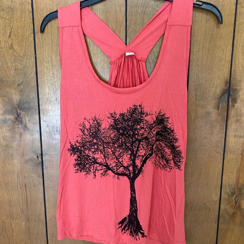 EARTHBOUND Red Racerback Tank with Black Tree Graphic